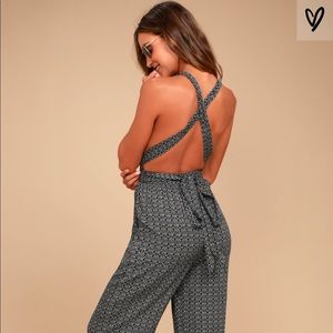 Lulus black and white halter jumpsuit